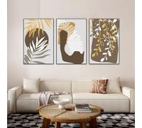 3 Imágenes Set-Arte de Pared Abstracto Bohemio Geométrico Con Líneas Abstractas Lienzo Pósteres e Impresiones de Hojas Nórdicas para Dormitorio Cocina Decoración del Hogar-40*60cm*3Pcs (sin marco)
