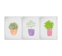 3 Imágenes Set-Cuadro Abstracto Colorido Acuarela de Una Planta Maceta Sobre Lienzo Estilo Nórdico Fresco Ideal Como Póster O Imagen de Pared Habitación Bebé Oficina O Guardería-40x65cm (sin marco)