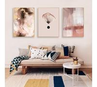 3 Imágenes Set-Cuadro Abstracto de Mármol Sobre Lienzo Arte de Pared Póster Moderno de Lujo en Rosa y Dorado para la Decoración de la Sala de Estar Cocina Oficina y Dormitorio-40x60cm (sin marco)