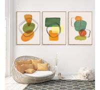 3 Imágenes Set-Cuadro Abstracto de Pared Con Formas Geométricas Estampado Multicolor Sobre Lienzo Póster Nórdico Verde Pintar en el Dormitorio la Oficina O la Decoración del Hogar-40x65cm (sin marco)