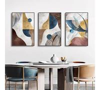3 Imágenes Set-Cuadros de Geometría Abstracta Sobre Lienzo Pósteres de Mármol Dorado Láminas de Arte Mural Obras de Arte Decoración de Sala de Estar Oficina Dormitorio y Hogar-40x50cm (sin marco)
