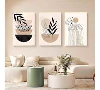 3 Imágenes Set-Decoración Geométrica de Líneas Abstractas Estilo Nórdico Moderno Impresión Sobre Lienzo Pintura Mural Sala de Estar Comedor Cocina Oficina y Decoración del Hogar-50x75cm (sin marco)