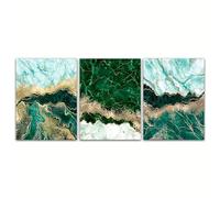3 Imágenes Set-Láminas de Arte Mural de Mármol Verde Dorado Pinturas Abstractas para Pared Póster Abstracto Verde para Dormitorio Sala de Estar Oficina y Decoración del Hogar-40x50cm (sin marco)