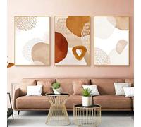 3 Imágenes Set-Láminas de Arte Nórdico en Tonos Beige Arte Abstracto Con Forma de Piedra Lienzo Póster e Impresión para Sala de Estar Dormitorio Moderno Decoración del Hogar-50x75cm (sin marco)