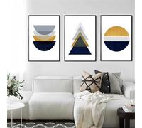 3 Imágenes Set-Láminas Geométricas Abstractas Pósteres Modernos de Mediados de Siglo Arte Mural Escandinavo Cuadros en Lienzo la Decoración del Hogar la Oficina O la Sala de Estar-50x60cm (sin marco)