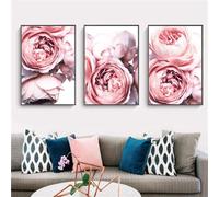 3 Imágenes Set-Póster Con Estampado de Flores Rosas Peonías Rosas Arte de Pared Lienzo Pintado Estilo Nórdico Cuadro Moderno Decoración de Sala de Estar el Hogar Cocina y Oficina-40x50cm (sin marco)