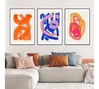 3 Imágenes Set-Póster de Pinceladas Abstractas Modernas Pintura Sobre Lienzo en Tinta Negra Impresión Artística Pared Cuadro Sala de Estar Cocina Oficina Decoración del Hogar-50x75cm (sin marco)