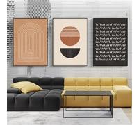 3 Imágenes Set-Pósteres Abstractos de Puesta de Sol Arte Moderno de Mediados de Siglo Estilo Boho Sobre Lienzo Cuadros Geométricos Pared Decoración de Sala de Estar Oficina O Hogar-50x75cm (sin marco)