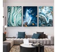 3 Imágenes Set-Pósteres Impresos Lienzo Textura de Mármol Abstracto Pinturas Murales Sobre Lienzo Obras de Arte Decoración de Paredes de Sala de Estar Dormitorio Oficina Pasillo-40x65cm (sin marco)