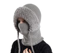 3 in 1 Beanie Hat for Women, One Piece Fleece Lined Knit Balaclavas Mask Set Women's Knitted Hat/One