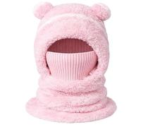 3-in-1 Bear Mask Cap, 2026 New Bear Ski Mask Fleece Beanie with Built-in Scarf & Masks, Super Warm Plush Lining (Gray)