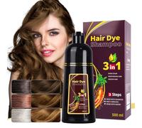 3 In 1 Black Instant Hair Color Shampoo, Long Lasting, Fast Hair Dye for Men & Woman, Instant Black Hair Dye Shampoo For Gray Hair, 500ml (Chestnut Brown)