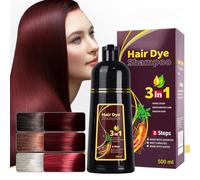 3 In 1 Black Instant Hair Color Shampoo, Long Lasting, Fast Hair Dye for Men & Woman, Instant Black Hair Dye Shampoo For Gray Hair, 500ml (Deep wine red)