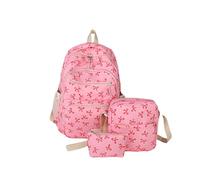 3-in-1 Bow Backpack for Girls, Preppy Pink School Backpack Set with Lunch Box Pouch, Cute Coquette Backpacks for Teens (Rose red)