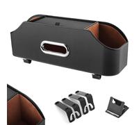 3-In-1 Car Backseat Organizer - Keep Your Ride Clean and Organized, Waterproof Leather, with Reinforced Headrest Straps, Car Cup Holder Organizer for Hold Phone, Snacks, Drinks, Handbag (Black)