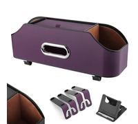 3-In-1 Car Backseat Organizer - Keep Your Ride Clean and Organized, Waterproof Leather, with Reinforced Headrest Straps, Car Cup Holder Organizer for Hold Phone, Snacks, Drinks, Handbag (Purple)