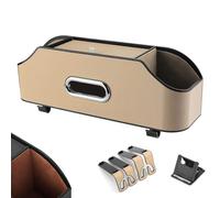 3-In-1 Car Backseat Organizer - Keep Your Ride Clean and Organized, Waterproof Leather, with Reinforced Headrest Straps, Car Cup Holder Organizer for Hold Phone, Snacks, Drinks, Handbag (Beige)