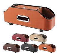 3-In-1 Car Backseat Organizer, Multifunctional Back Seat Organizer, Multifunctional Car Seat Back Storage Box, Waterproof Leather, with Reinforced Headrest Straps, for Most Vehicles (Orange)