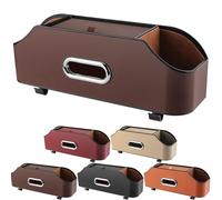 3-In-1 Car Backseat Organizer, Multifunctional Back Seat Organizer, Multifunctional Car Seat Back Storage Box, Waterproof Leather, with Reinforced Headrest Straps, for Most Vehicles (Brown)