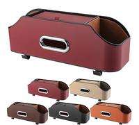 3-In-1 Car Backseat Organizer, Multifunctional Back Seat Organizer, Multifunctional Car Seat Back Storage Box, Waterproof Leather, with Reinforced Headrest Straps, for Most Vehicles (Red)