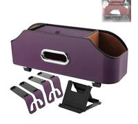 3-In-1 Car Backseat Organizer, Multifunctional Car Back Seat Storage, Universal Carseat Back Storage Box, Cars Cup Holder Organizer for Hold Phone, Snacks, Handbag, Suitable for All Cars (Purple)