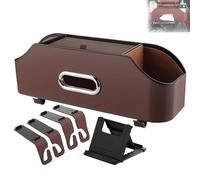 3-In-1 Car Backseat Organizer, Multifunctional Car Back Seat Storage, Universal Carseat Back Storage Box, Cars Cup Holder Organizer for Hold Phone, Snacks, Handbag, Suitable for All Cars (Brown)