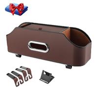 3-In-1 Car Backseat Organizer, Multifunctional Car Seat Back Storage, car seat back storage box, Universal Back Seat Cars Organizer with Hooks & Cup Holder, for Travel, Road Trip (Brown)