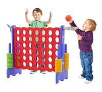 3 in 1 Conecta 4,Juego 4 en Raya Gigante con 42 Anillas Jumbo, Baloncesto,Lanzamiento de Anillos y Dispositivo de Deslizamiento Rápido,Juego Familiar de Interior Exterior para Niños Adultos