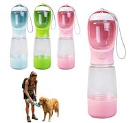 3-in-1 Dog Water Bottle with Food Container - Portable Pet Water Dispenser & Treat Storage, Built-in Waste Bag Holder, Leak-Proof Travel Puppy Bowl for Walking Hiking,Dog Gift, Puppy Essentials(Pink)