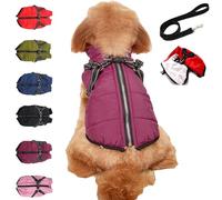 3 in 1 Dog Winter Coat, Dog Winter Jacket with Harness, Pet Outdoor Jacket with Zipper for Small Medium Large Dogs and Cats (Purple,X-Large)