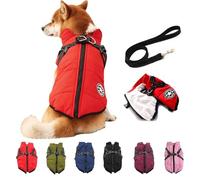 3 in 1 Dog Winter Coat,Dog Winter Jacket with Harness,Pet Outdoor Jacket with Zipper for Small Medium Large Dogs and Cats (Red,X-Large)
