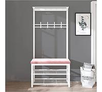 3 in 1 Entryway Bench with Coat Rack & Shoe Storage Hall Tree with Hooks Velvet Cushion Easy Assembly Stylish Entryway for Shoes & Coats