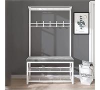 3 in 1 Entryway Bench with Coat Rack & Shoe Storage Velvet Cushion Easy Assembly Stylish Grey Hall Tree for Home nization 39 Inch Space Saver