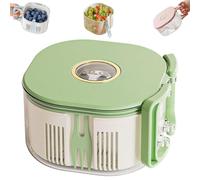 3 in 1 Fruit Washing Spinner Bowl with Built-in Fruit Fork，Green