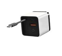 3 in 1 GAN Charger, Scalable 80w MAX Fast Charger Module with Type C Cable and 2 USB Ports, for iPhone, Phone and Laptops (White)
