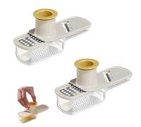 3-in-1 Garlic & Vegetable Slicer Set, Manual Handheld Grinder for Grating Ginger and Dicing, Includes Protective Hand Guard and Easy-Pour Container for Home Kitchen Use (White,2PCS)