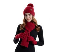 3-in-1 Gorro Bufanda de punto Guantes Invierno Set de Bufanda y Gorro Conjunto de Excursión Esquí de Invierno de Mujeres Cálido Gorro Invierno Sombrero Guantes Bufanda Larga