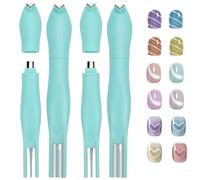 3-in-1 Heart Shape Round Line Shape Nail Art Magnet Pen，Heart Magnet for Cat Eye Gel Polish, 2025 New Magnetic Nail Art Tool for DIY Nails Salon Decoration (green+green)