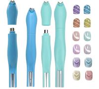 3-in-1 Heart Shape Round Line Shape Nail Art Magnet Pen，Heart Magnet for Cat Eye Gel Polish, 2025 New Magnetic Nail Art Tool for DIY Nails Salon Decoration (Blue+Green)