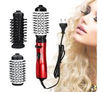 3-in-1 Hot Air Styler and Rotating Hair Dryer for Dry Hair, Curl Hair, Straighten Hair, Negative Ionic Brush Volumizer, Multitudet Blow Dryer Brush for Styling and Frizz Control (Red)