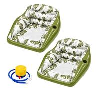3-in-1 Inflatable Pool Lounge Chair, Adult Water Inflatable Pool Float with Cup Holder, Comfortable Heavy Duty Beach Pool Chairs Outdoor for Parties Summer Vacation (2PCS Green)