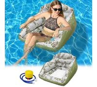 3-in-1 Inflatable Pool Lounge Chair,Adult Water Sofa Float with Cup Holder,Hammock Pool Floating Sofa,Blow up Pools Noodles with Cooling Mesh Seat for Lake River Summer Vacation，Green
