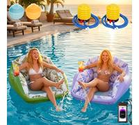 3-in-1 Inflatable Pool Lounge Chair for Adults, U- Shaped Water Sofa Float with Cooling Mesh Seat and Cup Holder, Heavy Duty Floating Hammock Lounger for Summer Beach Lake Vacation (2Pcs-Mix)