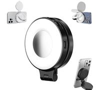 3-in-1 Magnetic Beauty Selfie Light for Phones, 360° Foldable Magnetic Phone Ring Light with Mirror, Rechargeable LED Fill Lights with Mirror for Makeup Selfies (Black)