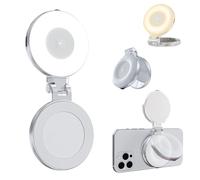 3-in-1 Magnetic Beauty Selfie Light for Phones, 360° Foldable Selfie Ring Fill Light with Mirror, 3 Light Modes, Long Battery Life, for Makeup Selfies