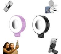 3-in-1 Magnetic Beauty Selfie Light for Phones, 360° Rotatable Pocket LED Selfie Ring Fill Makeup Light with Mirror, 3 Light Modes, Great for Night Portraits, Vlogging, Live Streaming (2Pcs-B)