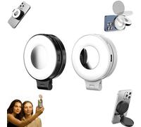 3-in-1 Magnetic Beauty Selfie Light for Phones, 360° Rotatable Pocket LED Selfie Ring Fill Makeup Light with Mirror, 3 Light Modes, Great for Night Portraits, Vlogging, Live Streaming (2Pcs-C)