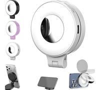 3-in-1 Magnetic Beauty Selfie Light for Phones, Foldable Magnetic Beauty Light for Phones, 360 LED Ring Light, Portable Rechargeable Fill Light, Three-Level Lighting (White)