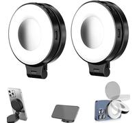 3-in-1 Magnetic Beauty Selfie Light for Phones, Foldable Magnetic Beauty Light for Phones, 360 LED Ring Light, Portable Rechargeable Fill Light, Three-Level Lighting (2A)