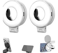 3-in-1 Magnetic Beauty Selfie Light for Phones, Foldable Magnetic Beauty Light for Phones, 360 LED Ring Light, Portable Rechargeable Fill Light, Three-Level Lighting (2C)
